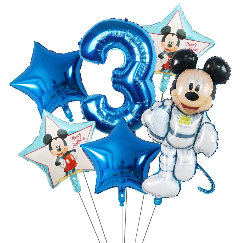 6Pcs Disney Minnie Foil Balloons Set Mickey Mouse Balloon Birthday Party Decoration Baby Shower Kids Toy Air Globos Supplies