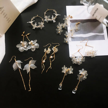 2019 New flower handmade bohemia boho earrings women fashion long hanging earrings crystal female wedding earings party jewelry