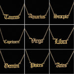 Personalize Jewelry Leo Zodiac Sign Astrology Necklace Star Sign 12 Constellation Old English Letter Aries Necklaces Gift