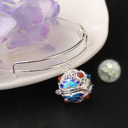 1PC Hollow Cage Cloisonne Locket with Lamp Balloon Bangles Lamp Balloon Locket Bracelets Fashion Jewelry