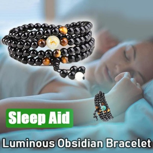 6/8mm Luminous Obsidian Bracelet Yoga Black Onyx Men Women 108 Buddha Beads Men Women Charm Tiger's Eye Bracelet Jewelry