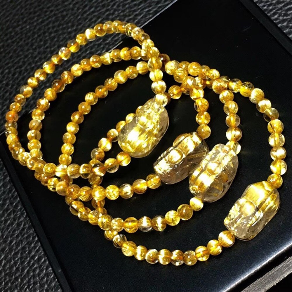 6mm Natural Gold Rutilated Titanium Quartz Bracelet For Woman Men Wealthy Clear Round Beads Jewelry From Brazil Gemstone AAAAAAA
