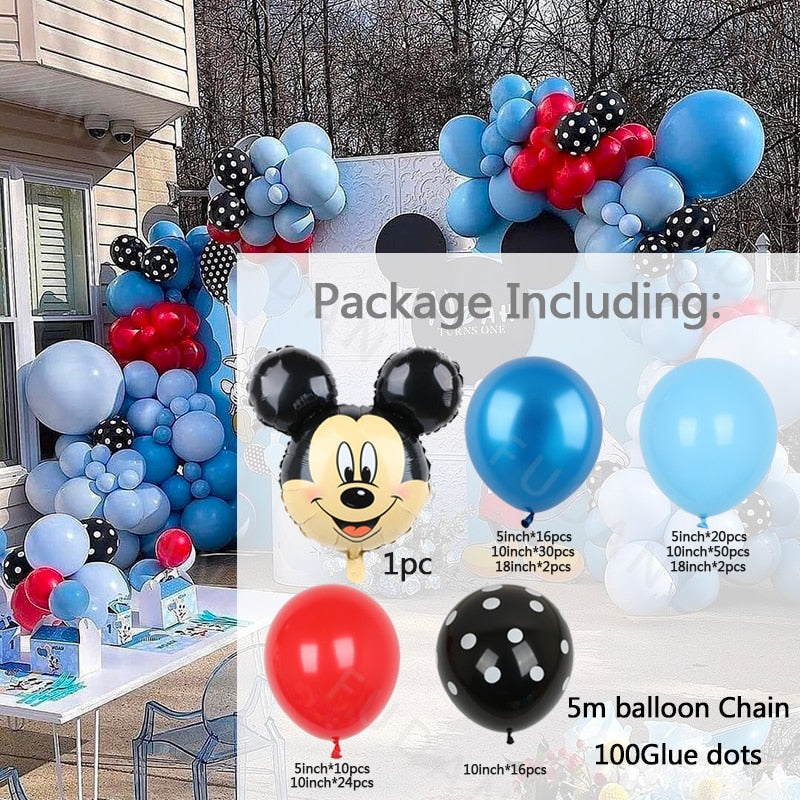 1Set Mickey Mouse Party Balloons Set Arch Garland Kit For Birthday Wedding Decoration Supplies Kids Gifts Baby Shower Globos