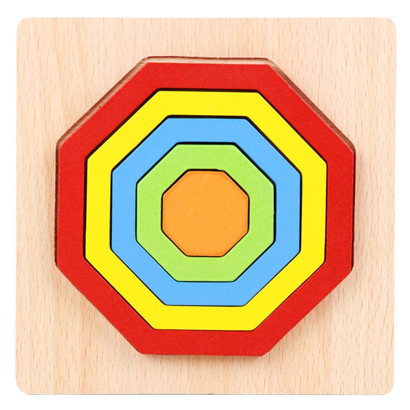 Wooden Geometric Shape Puzzle Kids Montessori Toys Educational Shape Cognition Children Jigsaw Puzzle Board Learning Sensory Toy