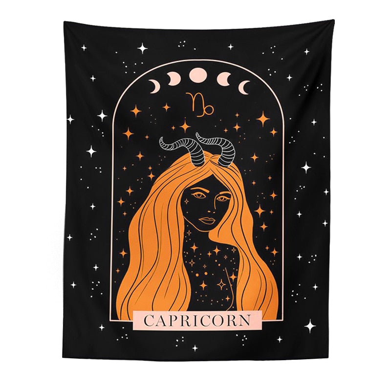 Tarot Constellation Tapestry Wall Hanging Moon Phase Tapestry Divination Beach Mat Sun Moon Constellations black Wall Decor