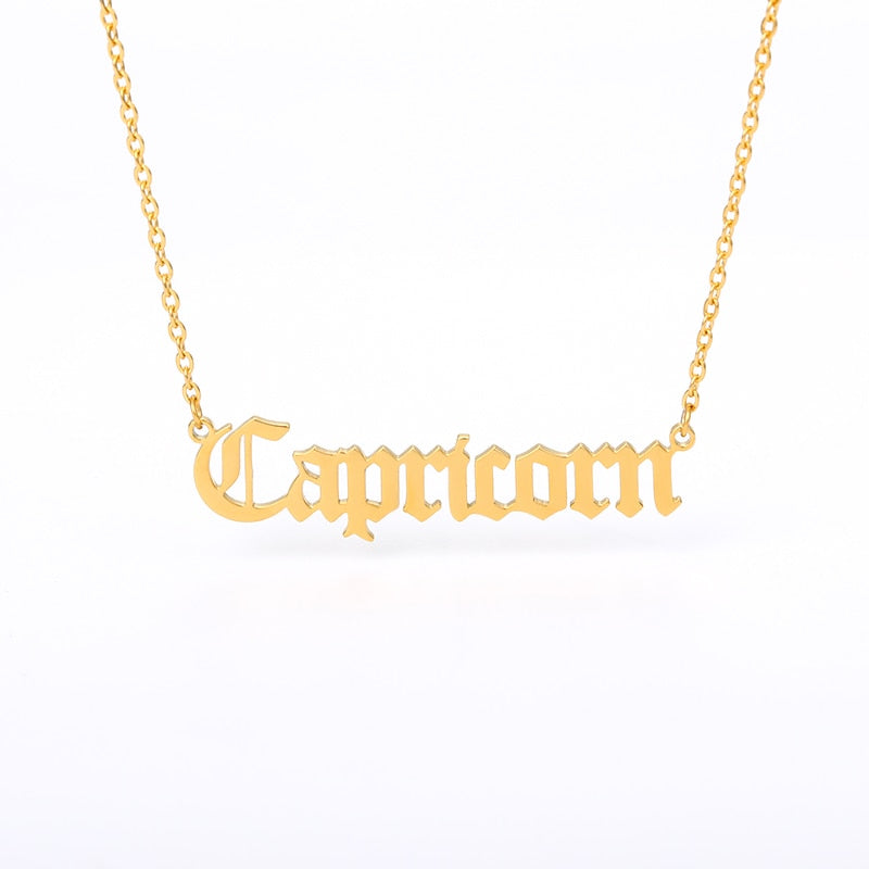 12 Zodiac Sign Letter Constellations Necklace For Women Men Virgo Leo Libra Scorpio Sagittarius Capricorn Aquarius Birthday Gift