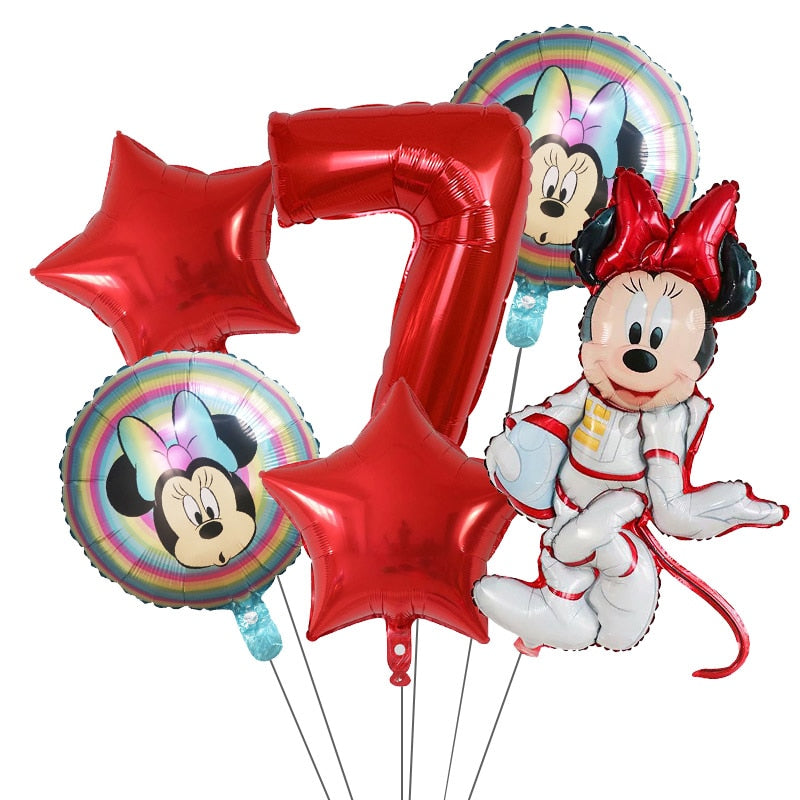 6Pcs Disney Minnie Foil Balloons Set Mickey Mouse Balloon Birthday Party Decoration Baby Shower Kids Toy Air Globos Supplies