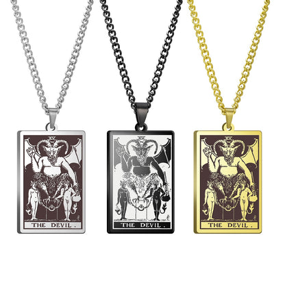 Dawapara Vintage Tarot Card Necklace The Major Arcana Pagan Astrology Talisman Pendants Necklace Stainless Steel Jewelry