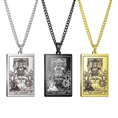 Dawapara Vintage Tarot Card Necklace The Major Arcana Pagan Astrology Talisman Pendants Necklace Stainless Steel Jewelry