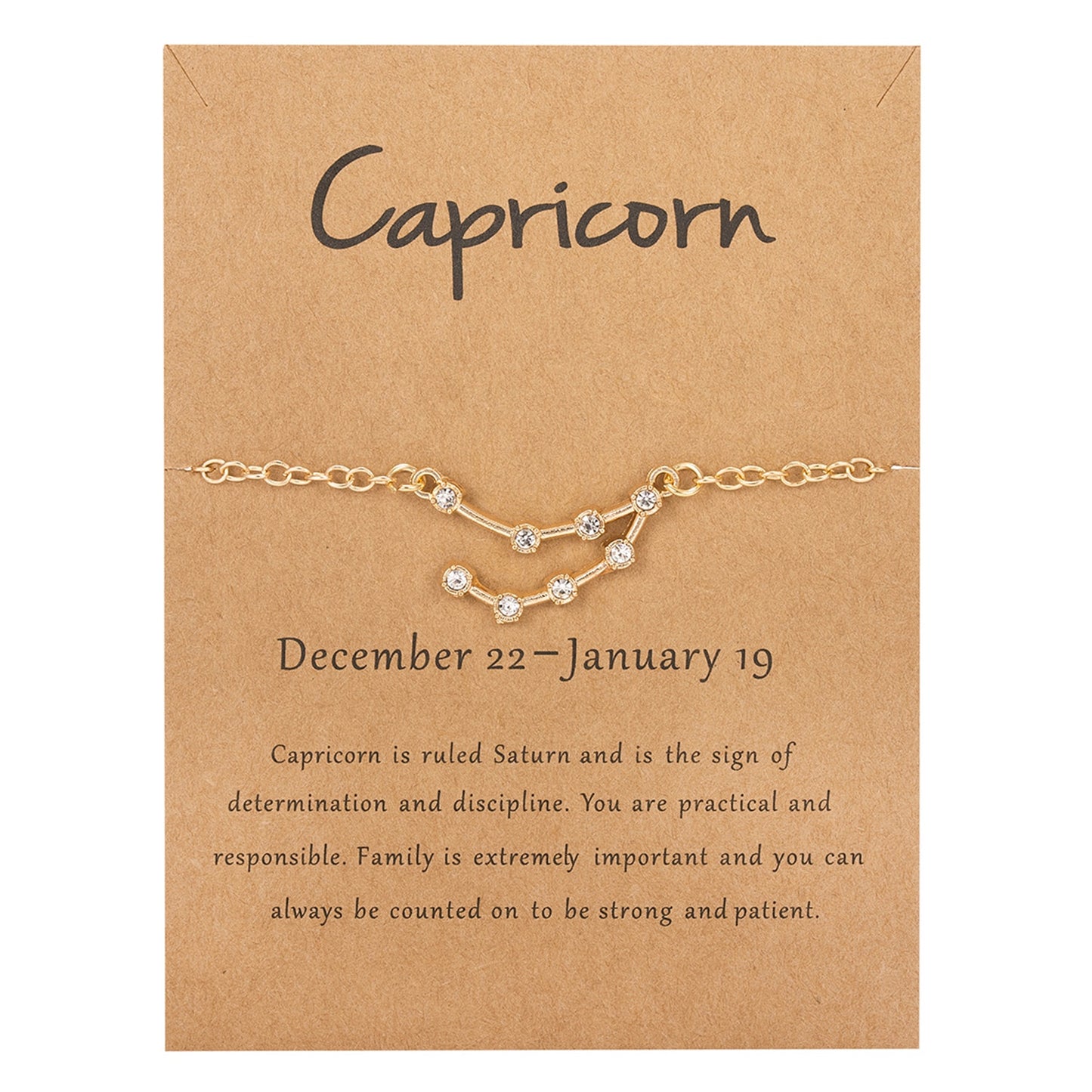 Cardboard Star Zodiac Sign 12 Constellation Bracelet Crystal Charm Gold Color Chain Bracelet for Women Birthday Jewelry Gifts