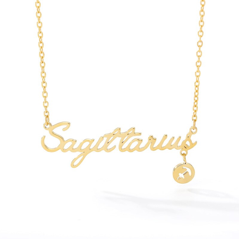 Twelve Constellation Zodiac Necklaces for Women Tiny Letter Choker Necklaces Scorpio Leo Libra Taurus Virgo Gemini Sagittarius