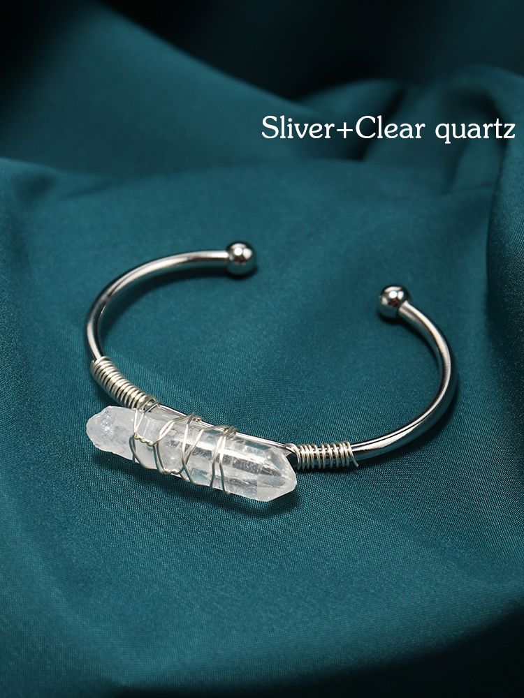 1PcNatural Clear Quartz Handmade DIY Crystal Bracelet Selenite Healing Reiky Gemstone Bracelet Exquisite Jewelry Gift