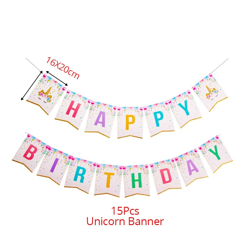 Unicorn Party 3-tier Cup Cake Stand Paper Plates Cups Balloon Birthday Party Decoration Kids Unicornio Party Girls Baby Shower