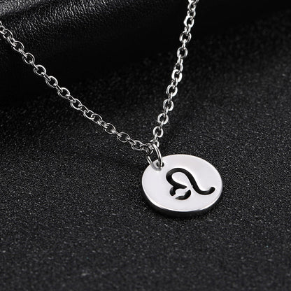 Skyrim Zodiac Libra Leo Pendant Necklace Women Sagittarius Taurus Cancer Virgo Stainless Steel 12 Constellation Necklaces Gift