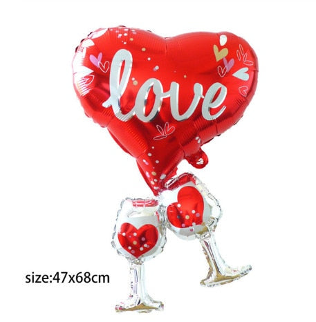 MMQWEC 1pc Red Love Balloons Love Foil Letters Balloon I Love You Heart Baloon Valentine&#39;s Day Marriage Wedding Party Decoration