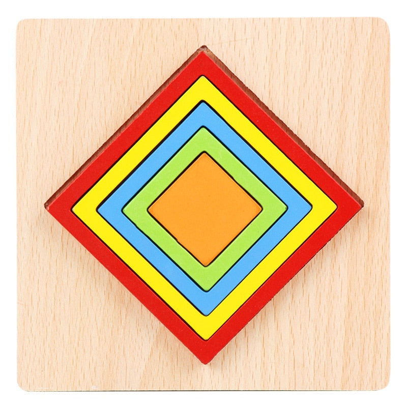 Wooden Geometric Shape Puzzle Kids Montessori Toys Educational Shape Cognition Children Jigsaw Puzzle Board Learning Sensory Toy