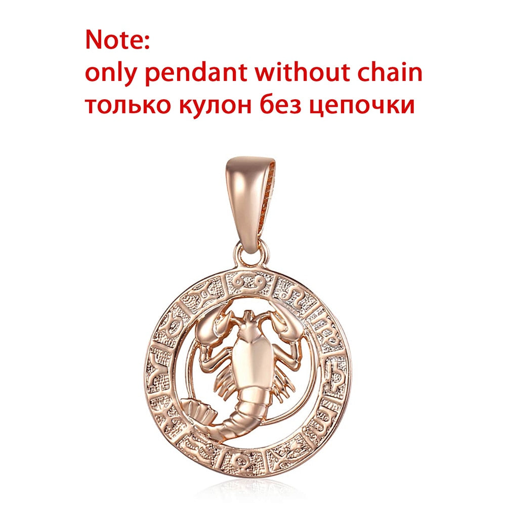 12 Zodiac Sign Constellations Pendants Necklaces For Women Men 585 Rose Gold Color Male Jewelry Fashion Birthday Gifts GPM16