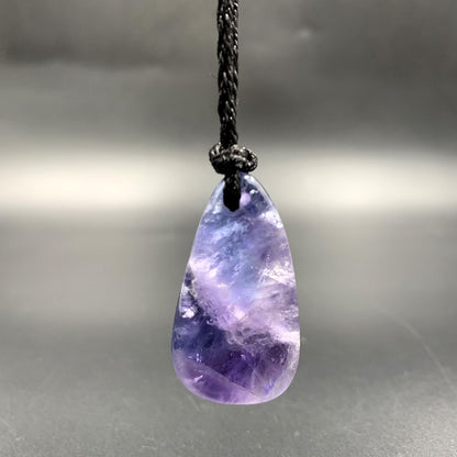 Drop shipping natural purple Fluorite quartz crystal pendant purple Healing Reiki rough gravel gemstone necklace