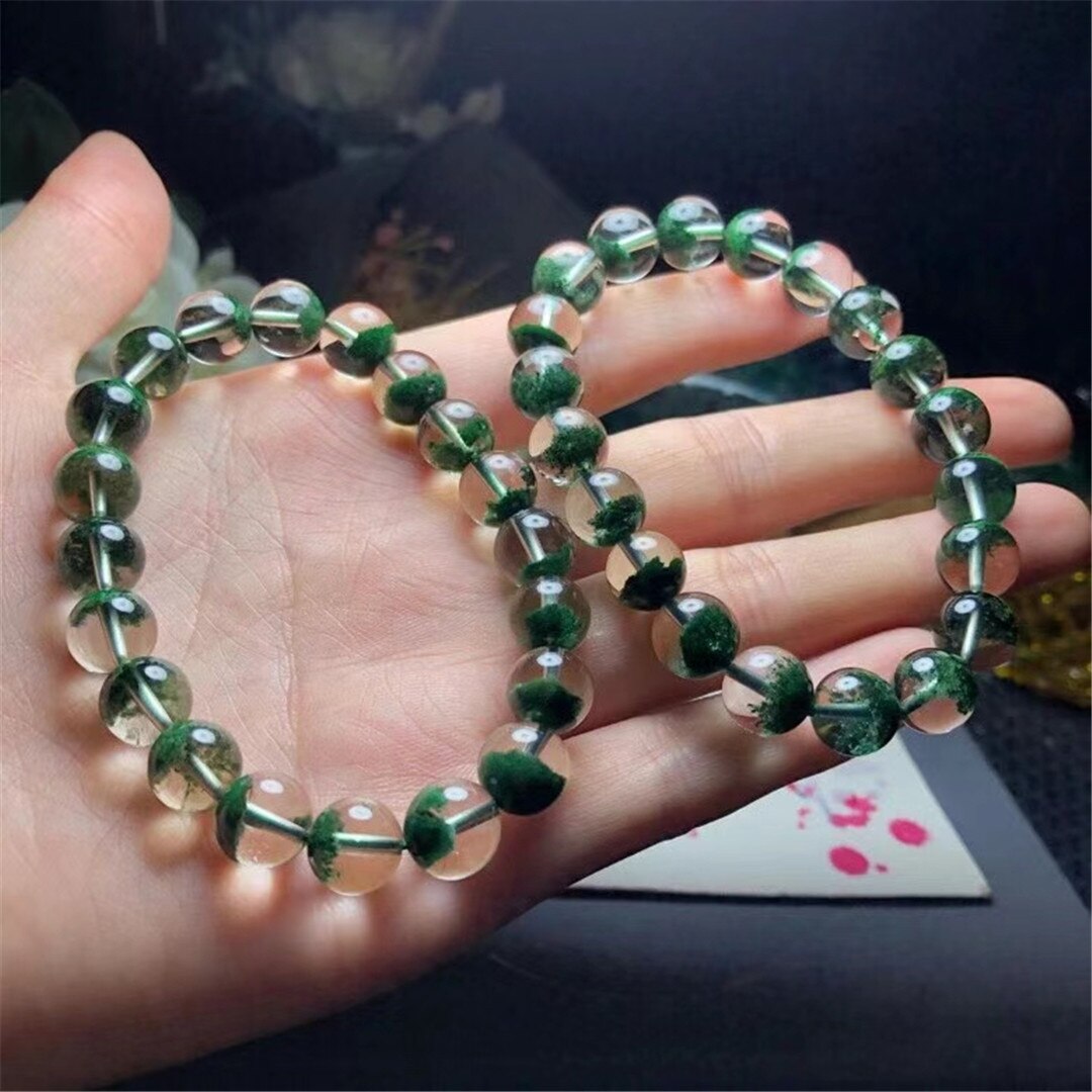 9mm Natural Green Phantom Quartz Bracelet For Women Men Healing Gift Beauty Crystal Beads Clear Gemstone Strands Jewelry AAAAA