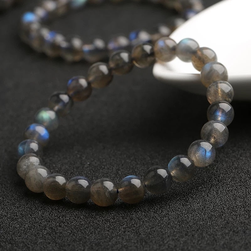 Natural AAA Grey Labradorite Stone Bracelet Rainbow Light Beads Bracelets Handmade DIY Jewelry for Woman Men Gift