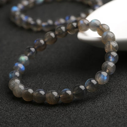 Natural AAA Gray Labradorite Stone Bracelet Rainbow Light Beads Bracelets Handmade DIY Jewelry for Woman Men Gift