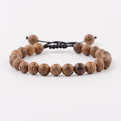 8mm New Natural Wood Beads Bracelets Men Black Ethinc Meditation White Bracelet Women Prayer Jewelry Yoga Bracelet Homme