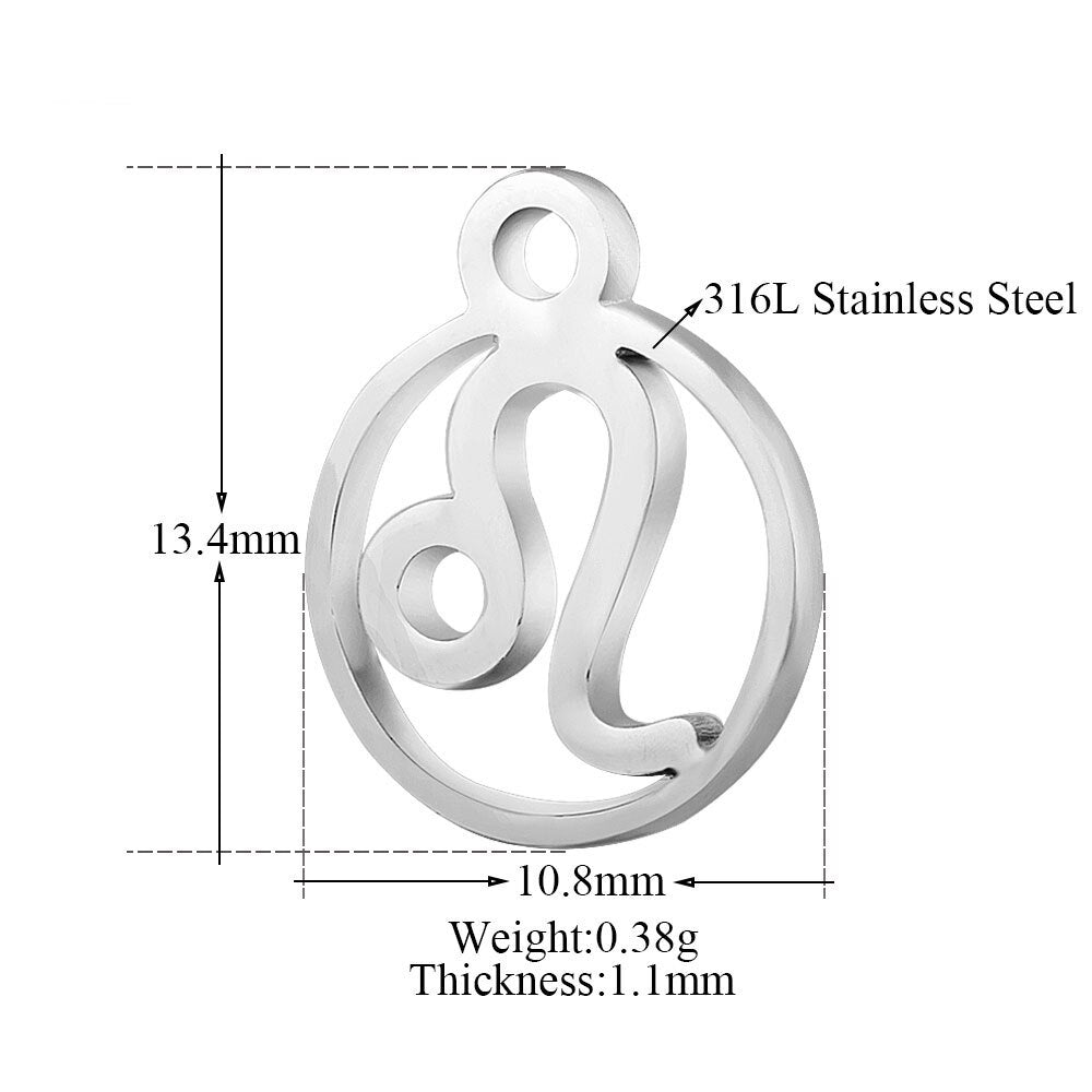 10pcs/lot Stainless Steel Laser Cutting 12 Zodiac Sign Charms Horoscope Icon DIY Metal Pendant for Jewelry Making