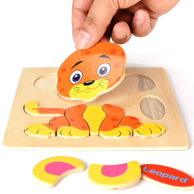 Wooden Montessori Puzzle Sorting Math Animals Fruit Bricks Preschool Learning Educational Game Baby Toddler Jigsaw Puzzles Toys