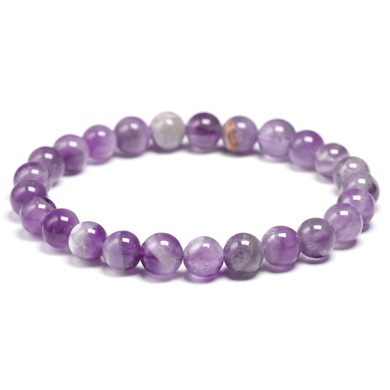 Natural Dream Amethysts Quartz Energy Light Purple GemStone Bracelet Women Beaded Stretch Bracelet Energy Gift Jewelry