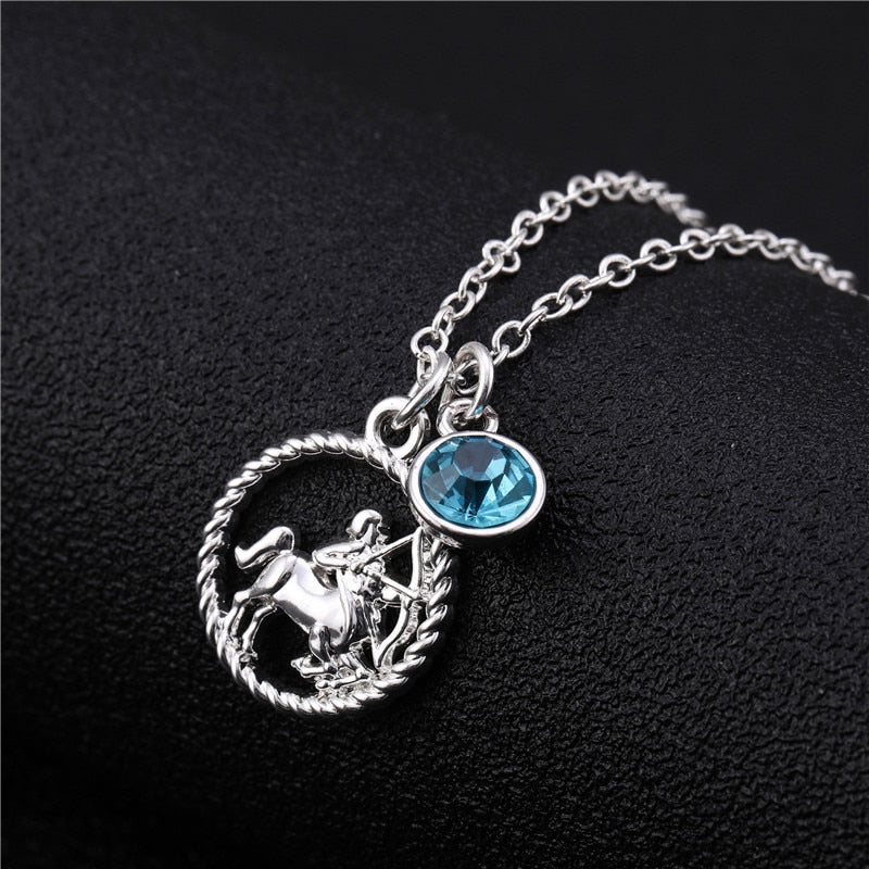 Skyrim Twelve Constellations Charm Necklace For Women Girl Zodiac Signs Jewelry Astrology Chokers Necklace Cancer Virgo Pisces