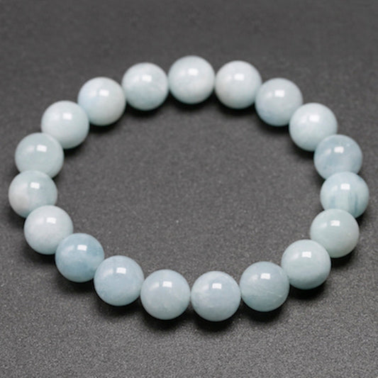 Natural Aquamarine Bracelet Single Circle Bracelet Men Women Jewelry 6 8 10mm Beads Romantic Casual Gemstone Yoga Bracelet