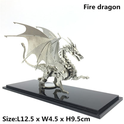 3D Metal Model Chinese Zodiac Dinosaurs western fire dragon DIY Assembly models Toys Collection Desktop For Adult Children