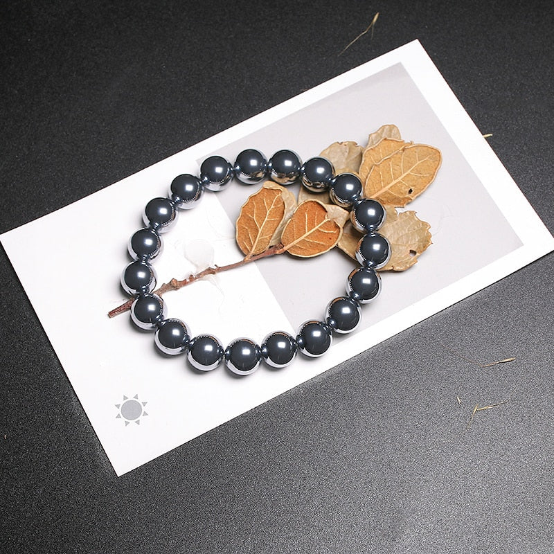 AAA Natural Black Shine Terahertz Round Beads Stone Beads Bracelet Women 6/8/10mm Men Jewelry Health Gemstone Gift