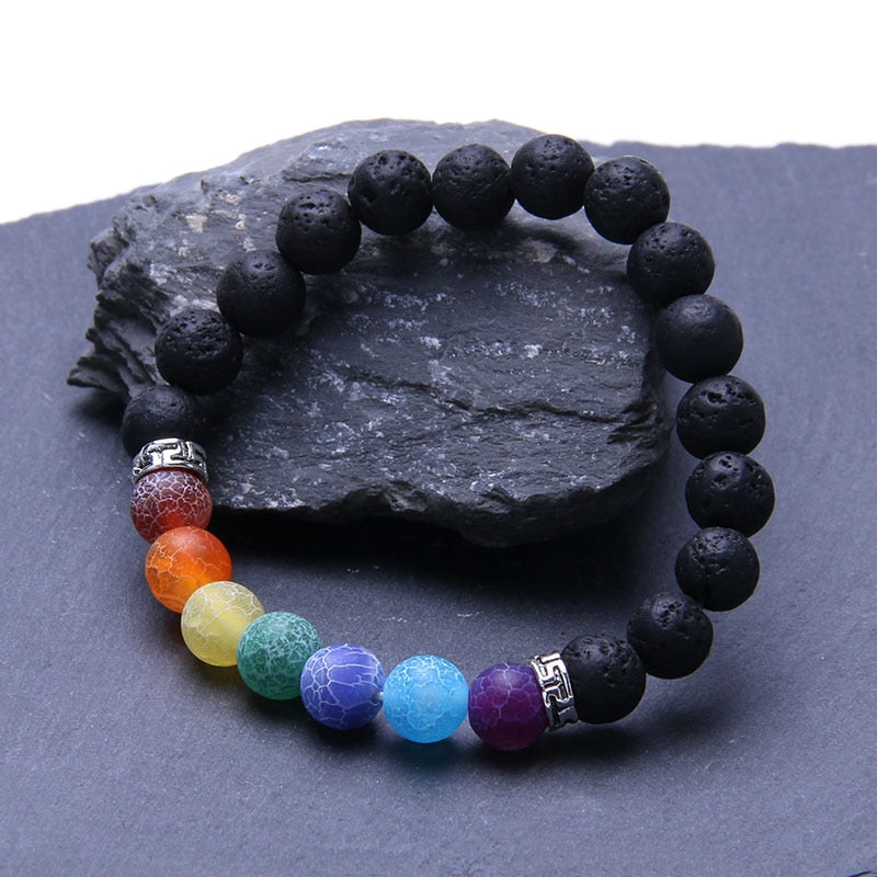 Men Reiki Chakra Bracelet Black 8mm lava stone bracelet Healing Balance Beads natural stone Energy Prayer bracelet 2017 jewelry