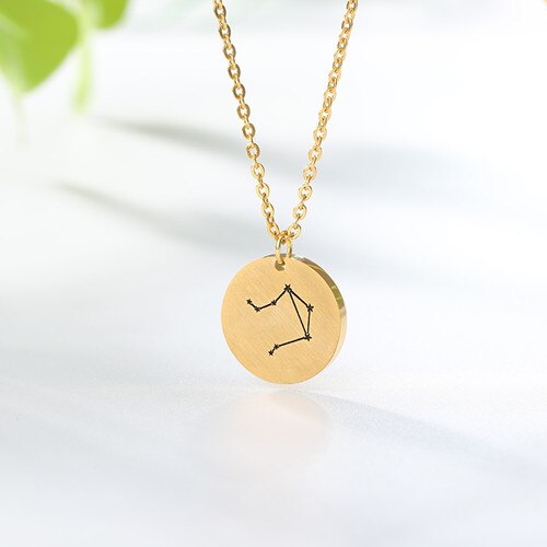 Constellation Jewelry Daisies Zodiac Necklace Women Stainless Steel Virgo Libra Scorpio Sagittarius Capricorn Aquarius Collares