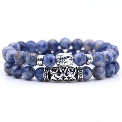 NCRORCN Men Women Beads Bracelet Beaded Black Lava Stone Prayer Beads Buddha Bracelet sets for Women and Mens Pulseras