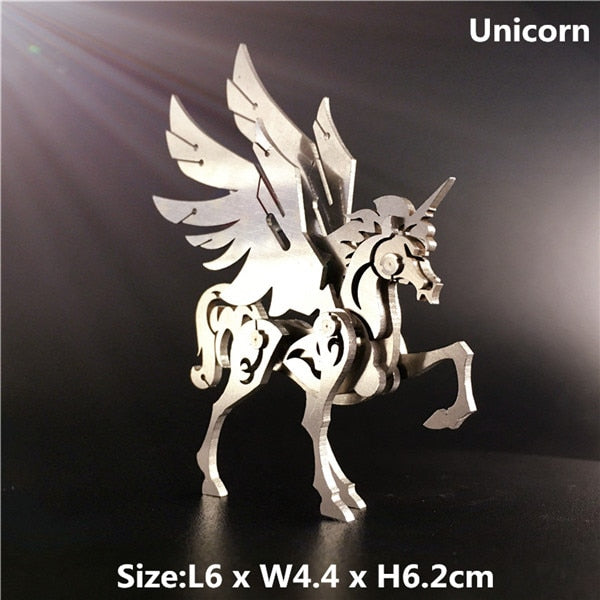 3D Metal Model Chinese Zodiac Dinosaurs western fire dragon  DIY Assembly models Toys Collection Desktop For Adult Children