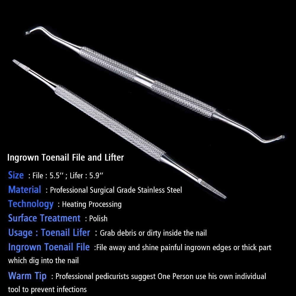 FAMILIFE Ingrown Toenail File and Lifter Double Sided Stainless Steel Professional Foot Nail Care Hook Pedicure L0424