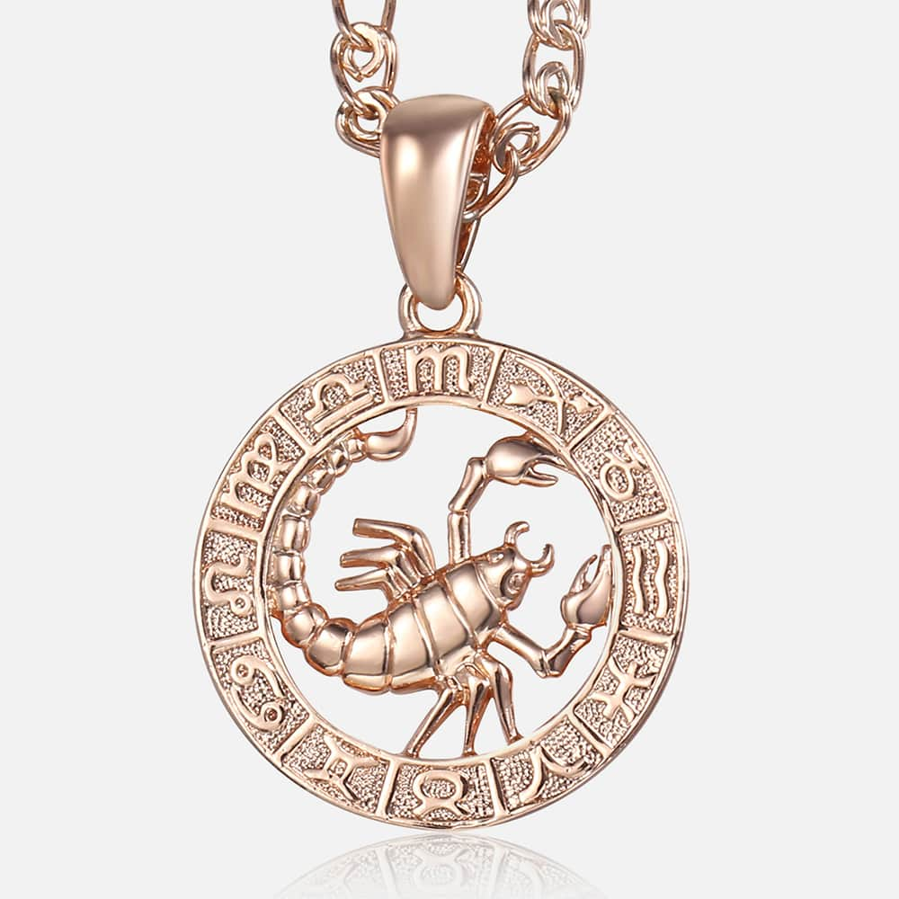 Frauen Männer Skorpion Sternzeichen Halskette 585 Rose Gold Farbe Anhänger Halskette Mode Schmuck Geschenke Großhandel GP278D