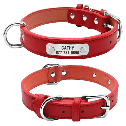 Large Durable Personalized Dog Collar PU Leather Padded Pet ID Collars Customized for Small Medium Large Dogs Cat 4 Sizes