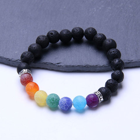 Men Reiki Chakra Bracelet Black 8mm lava stone bracelet Healing Balance Beads natural stone Energy Prayer bracelet 2017 jewelry