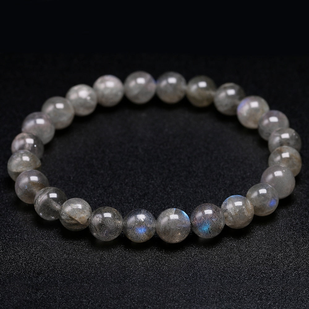 Natural AAA Grey Labradorite Stone Bracelet Rainbow Light Beads Bracelets Handmade DIY Jewelry for Woman Men Gift