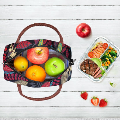 Aosbos Canvas Portable Cooler Lunch Bag Thermal Insulated Multifunction Food Bags Food Picnic Lunch Box Bag for Men Women Kids