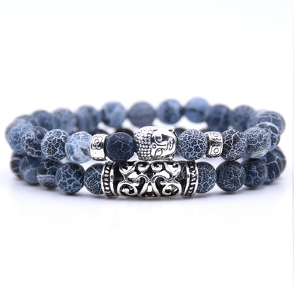 NCRORCN Men Women Beads Bracelet Beaded Black Lava Stone Prayer Beads Buddha Bracelet sets for Women and Mens Pulseras