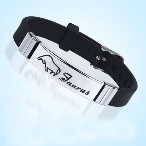 12  Zodiac Sign Bracelet for Men Women Stainless Steel Clasps Zodiac Silicone Bracelet Men Women Couple Bracelets