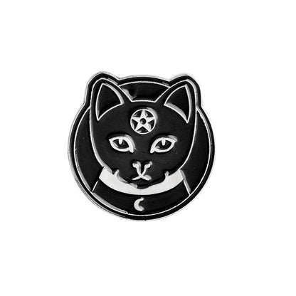 Punk Trendy WITCH kitty enamel pin triple moon pentacle brooch circular WITCH DO IT BETTER badge tarot card cross coffin jewelry