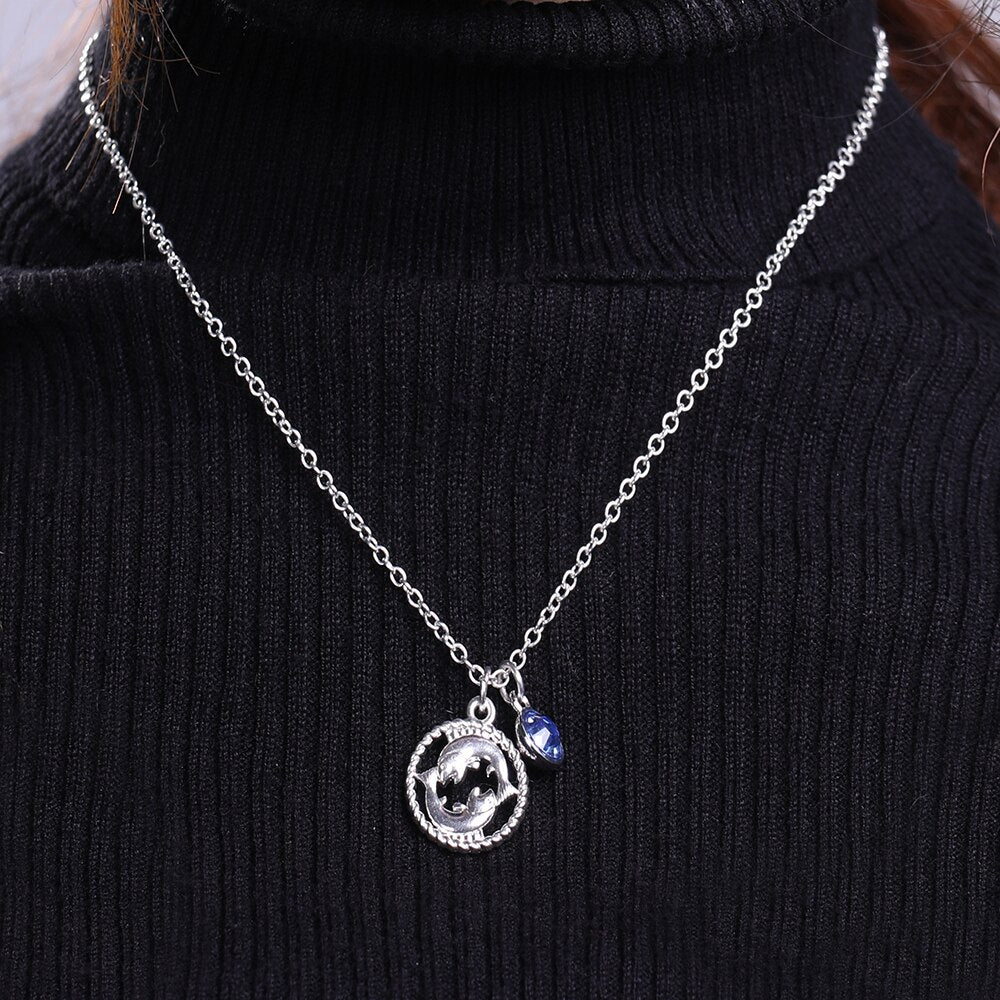 Skyrim Twelve Constellations Charm Necklace For Women Girl Zodiac Signs Jewelry Astrology Chokers Necklace Cancer Virgo Pisces