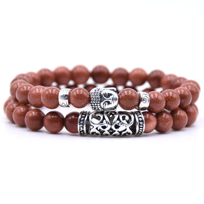 NCRORCN Men Women Beads Bracelet Beaded Black Lava Stone Prayer Beads Buddha Bracelet sets for Women and Mens Pulseras