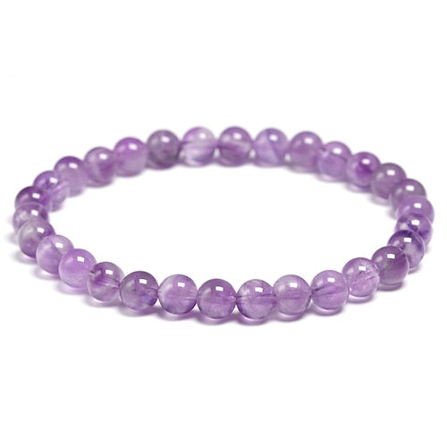 Natural Dream Amethysts Quartz Energy Light Purple GemStone Bracelet Women Beaded Stretch Bracelet Energy Gift Jewelry