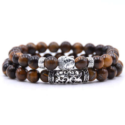 NCRORCN Men Women Beads Bracelet Beaded Black Lava Stone Prayer Beads Buddha Bracelet sets for Women and Mens Pulseras